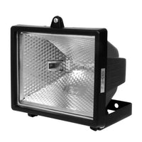 Eurolux black floodlight shown in its packaging