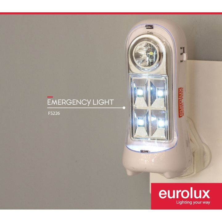 Close-up detail of the Eurolux emergency light