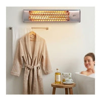 Radiant white heater installed and lit