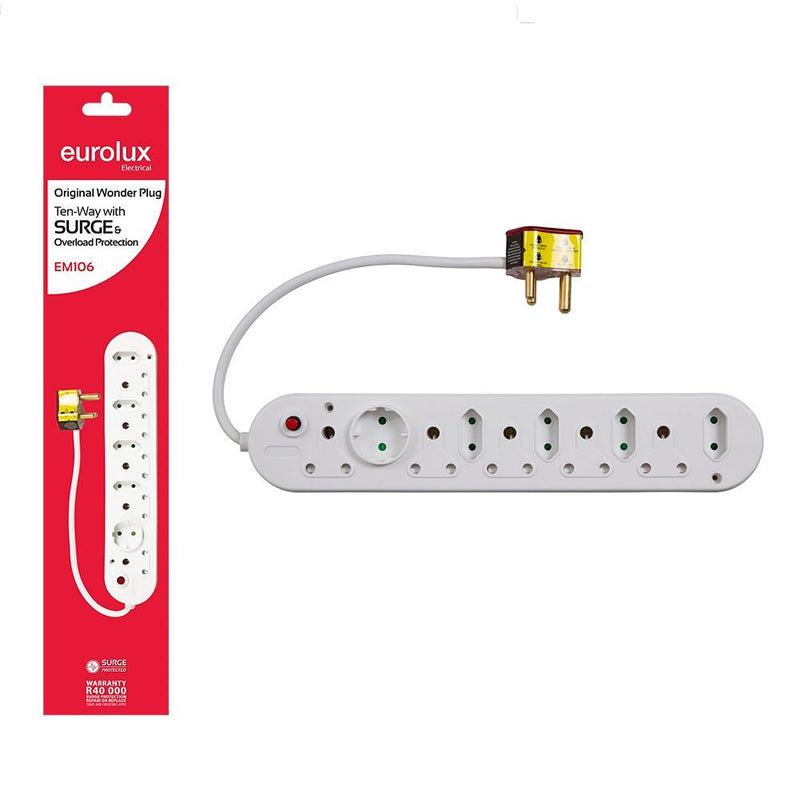 Eurolux white extension cord, front view