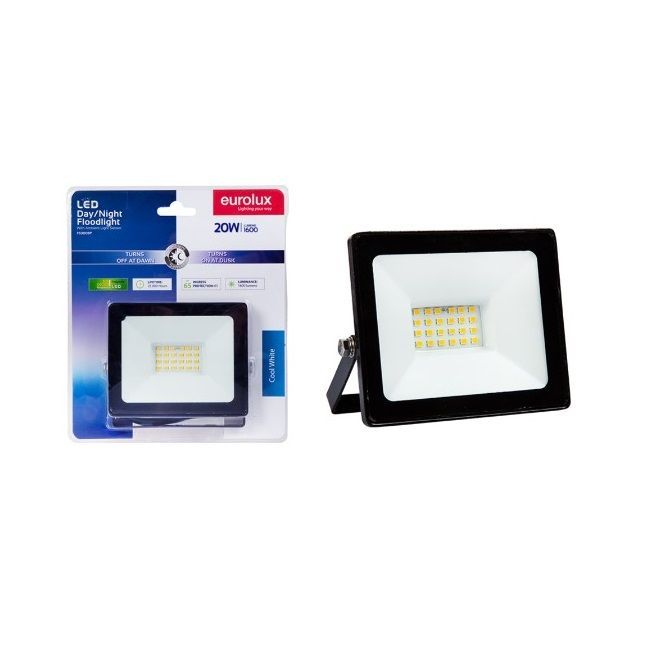 Eurolux black floodlight, front view