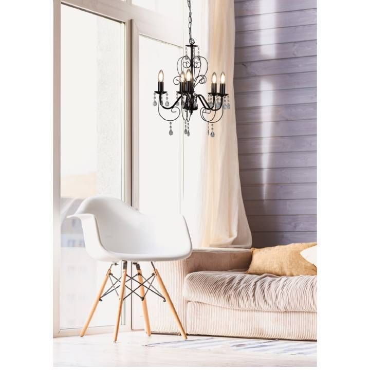 Eurolux black chandelier shown in its packaging