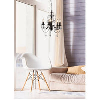 Eurolux black chandelier shown in its packaging