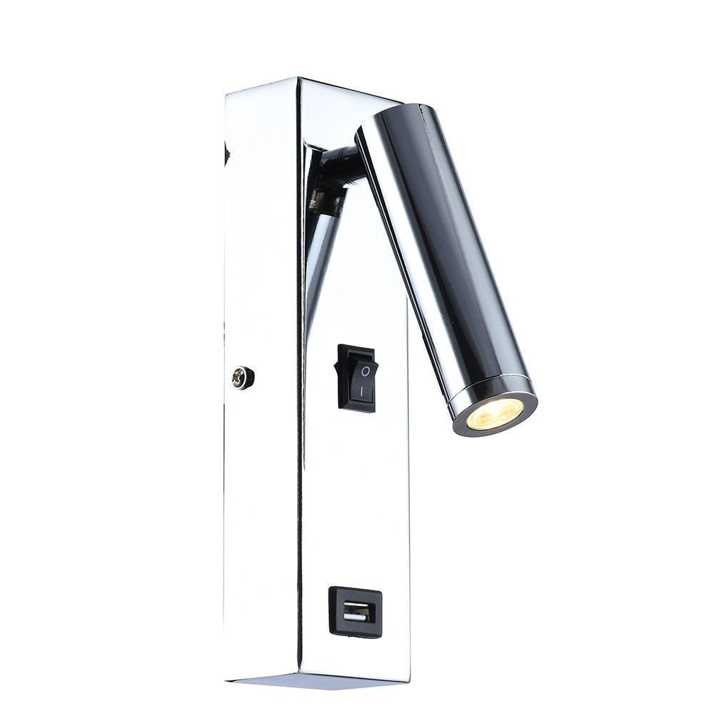 Eurolux chrome wall light, front view