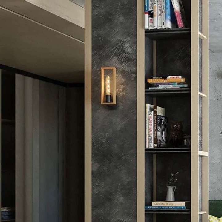 Close-up detail of the Eurolux black & brown wall light
