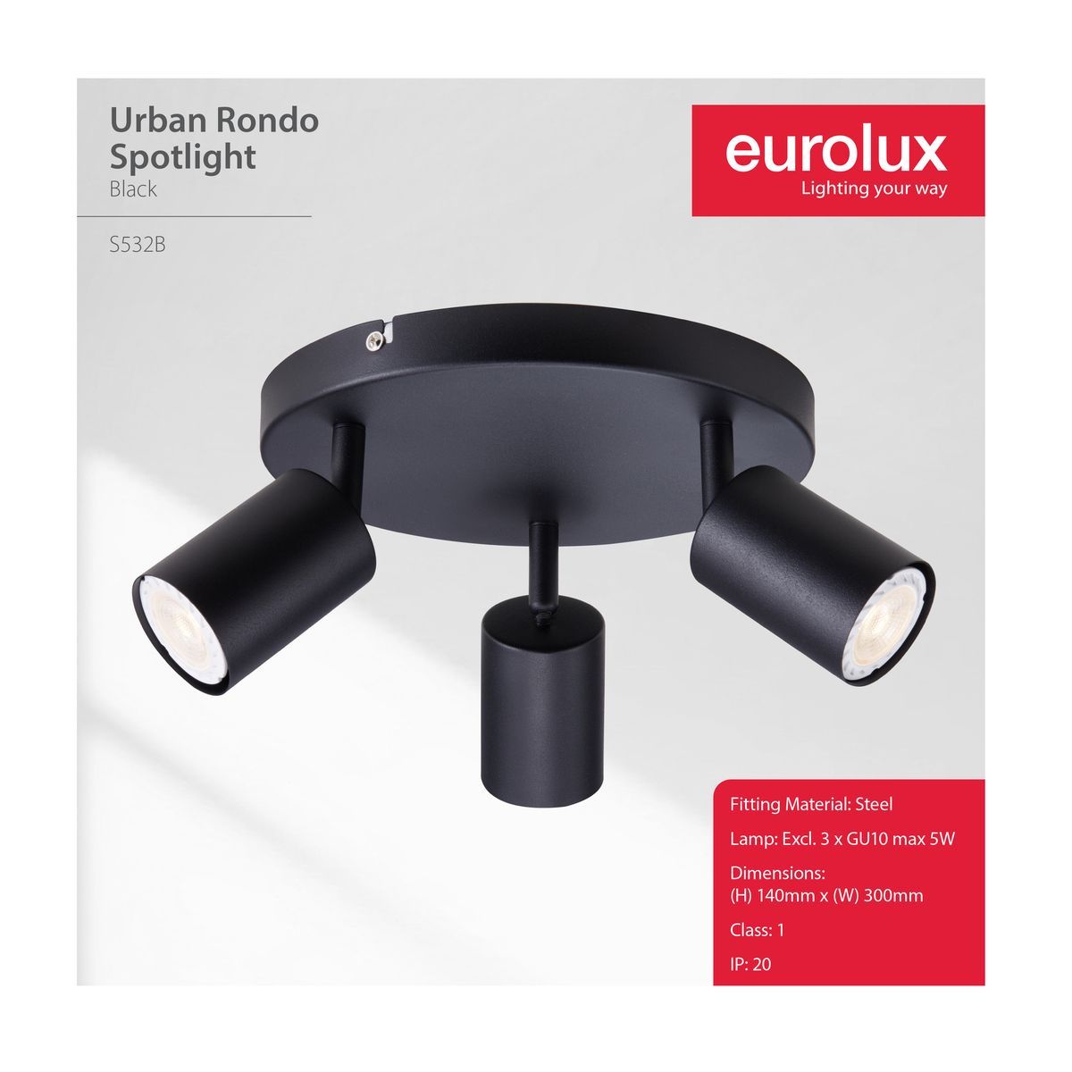 Urban black and in white downlight installed and lit