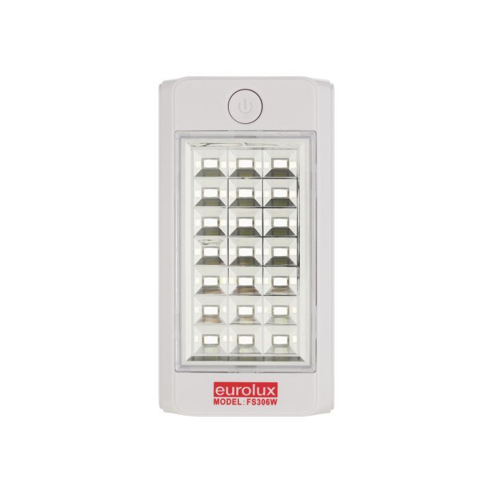 Eurolux white emergency light shown in its packaging