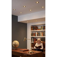Close-up detail of the Eurolux satin brass downlight