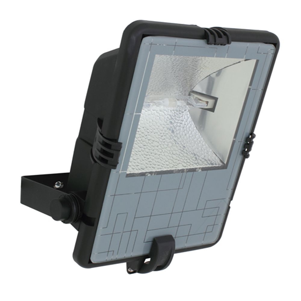 Eurolux black floodlight, front view