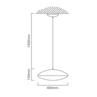 Eurolux satin chrome pendant light dimensions diagram