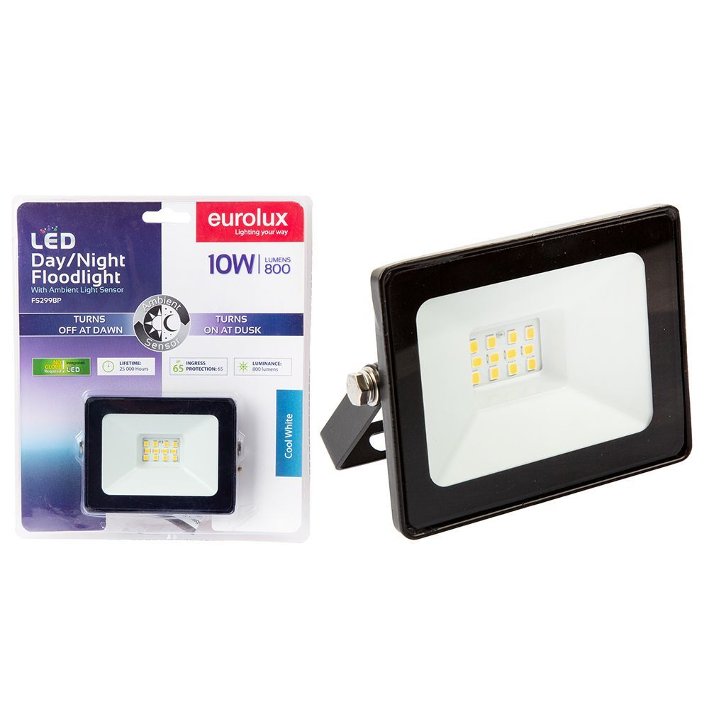 Eurolux black floodlight, front view
