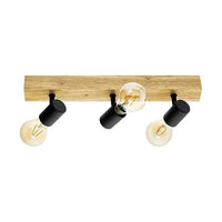 Close-up detail of the Eurolux black & wood pendant light
