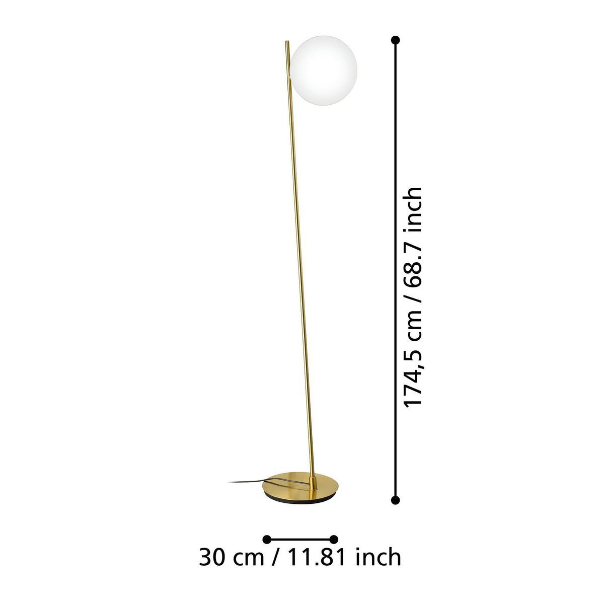 Eurolux brushed brass floor lamp installed and lit