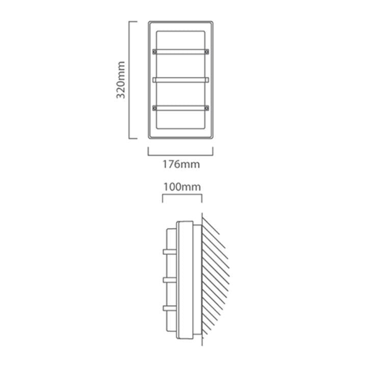 Eurolux black bulkhead light dimensions diagram