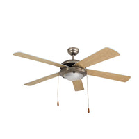 Eurolux satin chrome & natural wood ceiling fan, front view