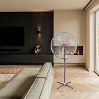 Close-up detail of the Eurolux silver grey fan