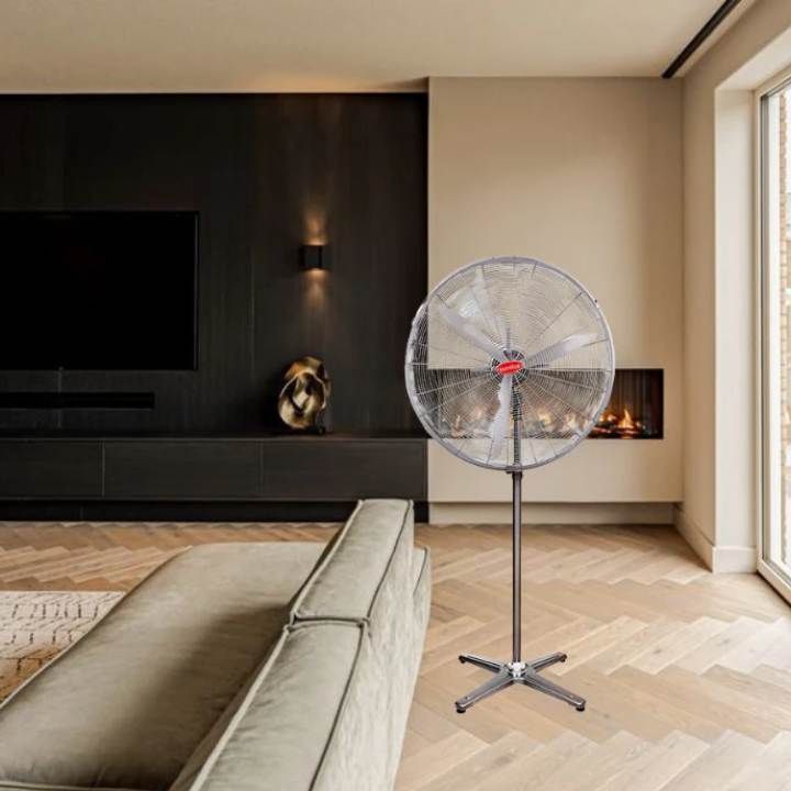 Close-up detail of the Eurolux silver grey fan