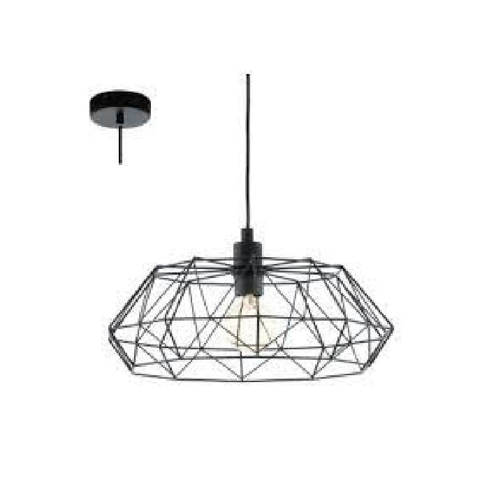 Eurolux black pendant light installed and lit