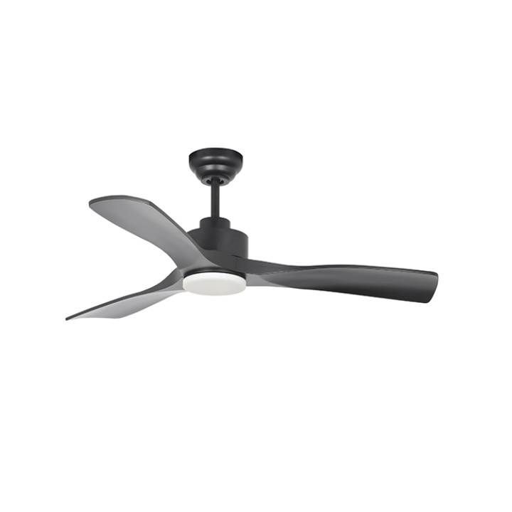 Radiant matt black ceiling fan, front view